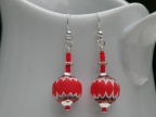 Vintage Red Chevron Murano Glass Earrings